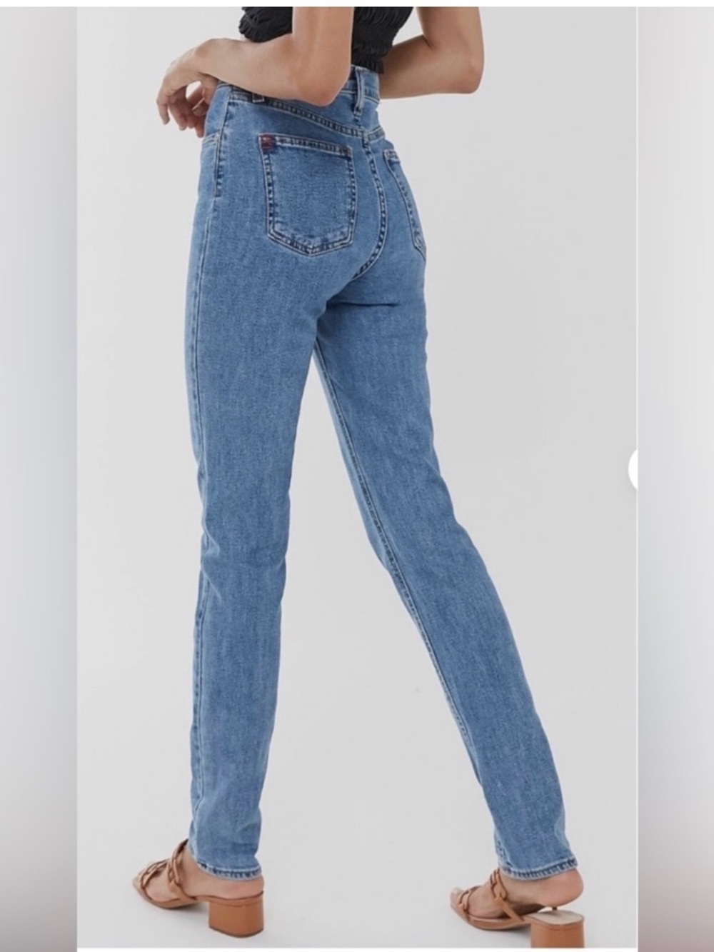 BDG Girlfriend High-Rise Straight Leg Jeans in Blue Denim